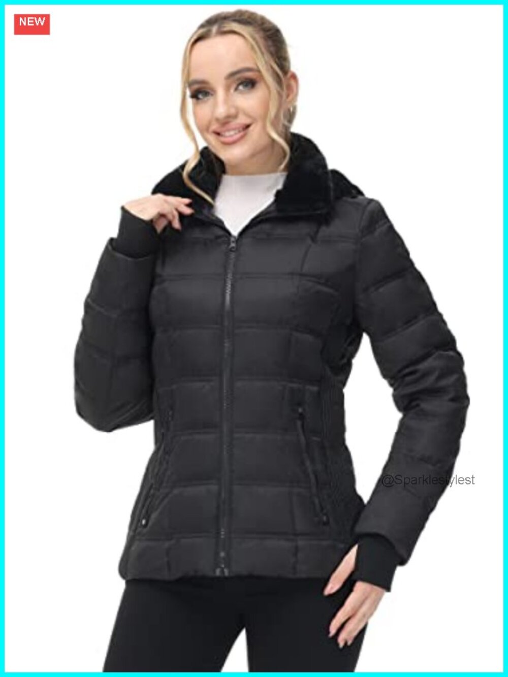 Women's Winter Down Puffer Jacket Faux Fur Lined Hood